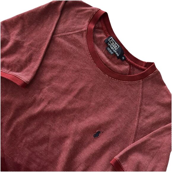 Polo Ralph Lauren Men's Shirt Short Sleeve Size XL Red White Stripes‎ Blue Poney - Picture 1 of 12